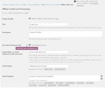 Admin payment settings options