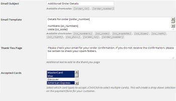 Admin payment settings options
